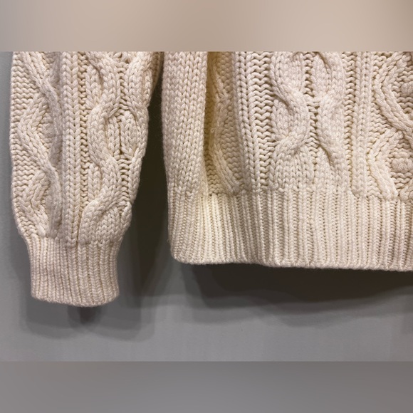 Vintage Fisherman Sears Kings Road Sweater Cream Diamond Cable Knit Crew Size M - Picture 6 of 8